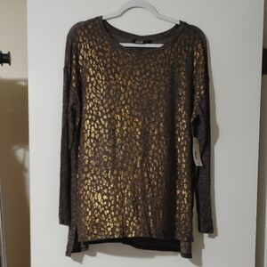 a.n.a Tan Sequin Long Sleeve Blouse